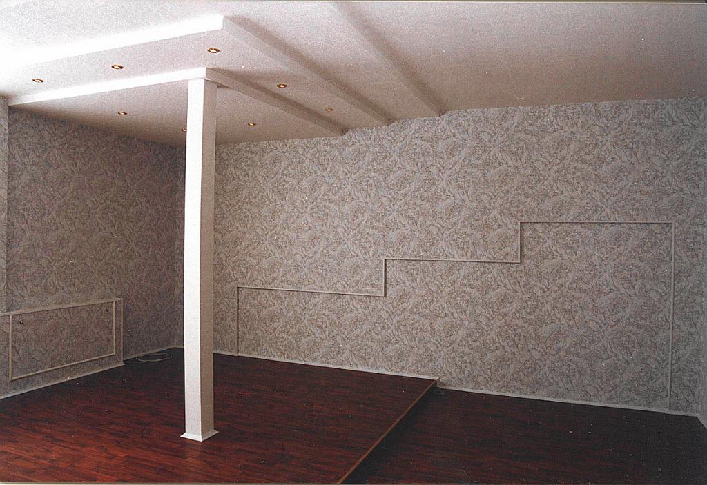 Потолок из гипсокартона фото в зале двухуровневый