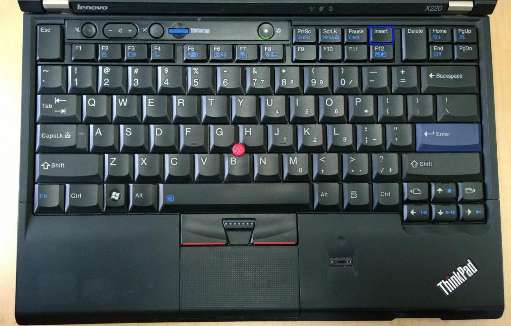 Клавиша Insert на ноутбуке